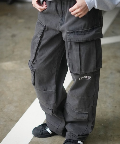 カーゴハイウエストデニムパンツ THRASHER カーゴパンツ DENIM 9P CARGO PANTS/スラッシャー