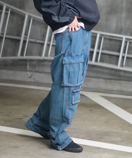 カーゴハイウエストデニムパンツ THRASHER カーゴパンツ DENIM 9P CARGO PANTS/スラッシャー