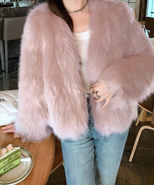 REMUR ジャケット ノーカラージャケット ノーカラーエコファー