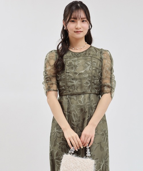 TRUDEA パーティードレス　お呼ばれドレス TRUDEA（トルディア） ドレス ヨークスリットレースドレス : ZOZOTOWN