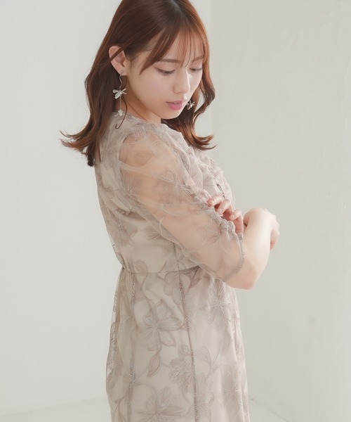 TRUDEA パーティードレス　お呼ばれドレス TRUDEA（トルディア） ドレス ヨークスリットレースドレス : ZOZOTOWN