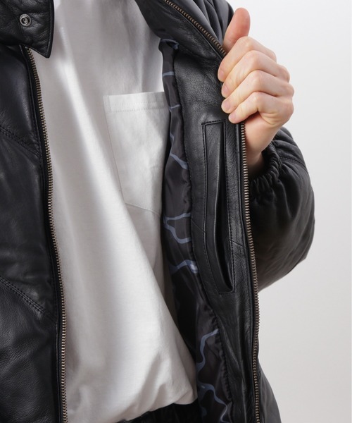 ダウンジャケット ダウン MANASTASH/マナスタッシュ/ V LEATHER DOWN JACKET/ Vレザーダウンジャケット メンズ レディの画像