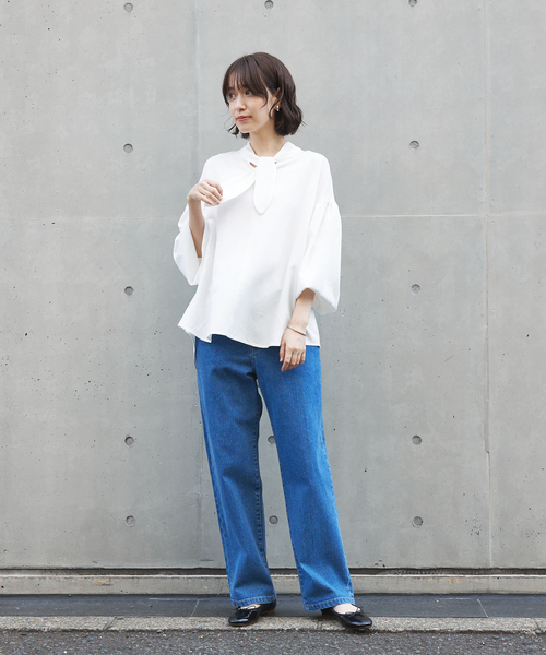 abahouse mavie❣️2025年春物❣️定価13200円 abahouse mavie（アバハウスマヴィ） ブラウス シャツ ボウタイデニム