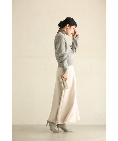 cawaii カーディガン 首元から流れるアシンメトリーレースカーディガン