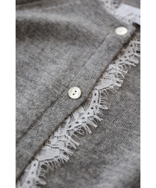 cawaii カーディガン 首元から流れるアシンメトリーレースカーディガン