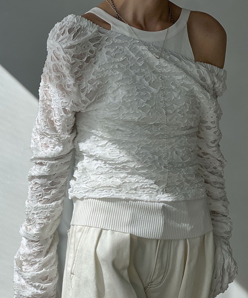 chuclla（チュクラ） tシャツ 2wayジャガードレーシートップス