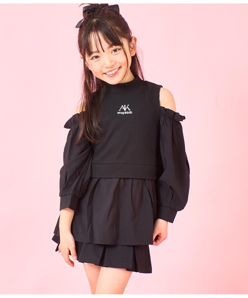 ANAP kids（アナップキッズ） ブラウス シャツ 肩アキコンビブラウス