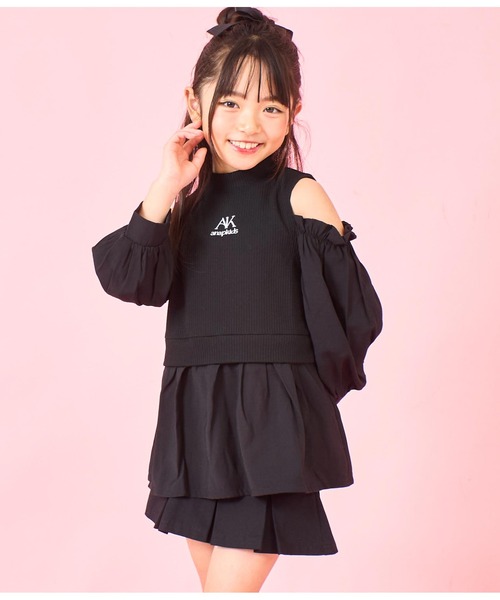ANAP kids（アナップキッズ） ブラウス シャツ 肩アキコンビブラウス