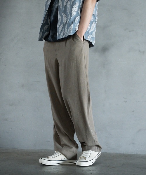 90s EUR ワンタック リネンパンツ スラックス ユーロ ワイドレッグ 90s EUR ワンタック リネンパンツ スラックス ユーロ ワイド