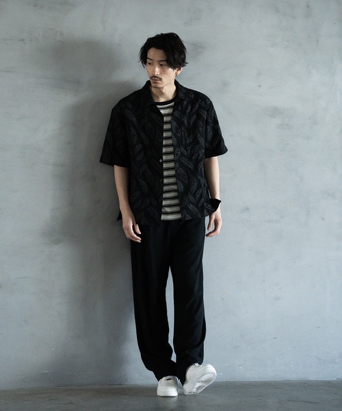 RATTLE TRAP スラックス リネン混ワンタックワイドテーパード