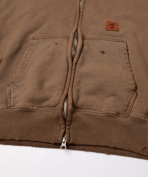 JieDa（ジエダ） パーカー DAMAGE PATCH ZIP HOODIE メンズ レディース