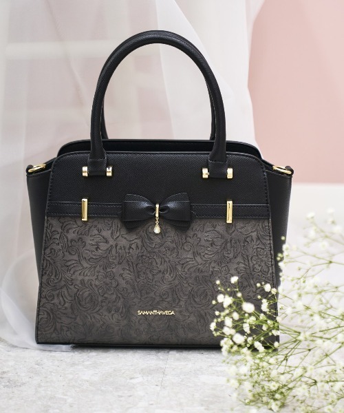 大人気!! SAMANTHAVEGA スクエア アクセントリボン ハンドバッグ サマンサベガ SAMANTHAVEGA [Holiday Collection]アクセント