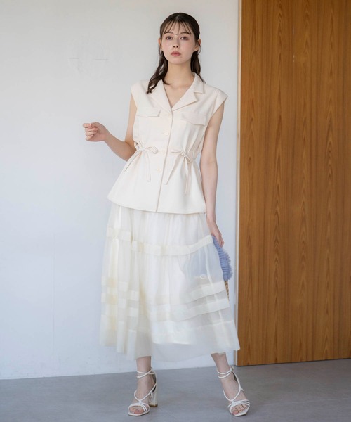 【新品タグ付き】Noela オーガンジースカート ノエラ Noela ダンボールオーガンジースカート （サックス