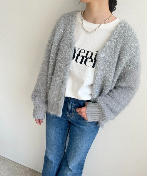 LHELBIE（レルビエ） ニットカーディガン M シルバー レディース