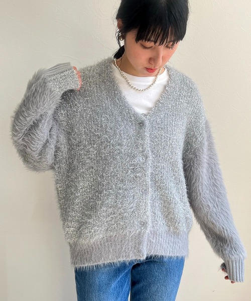 LHELBIE（レルビエ） ニットカーディガン M シルバー レディース