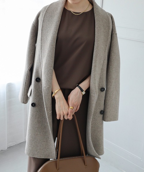 「evernavy」 コート M チャコールグレー レディース_画像7