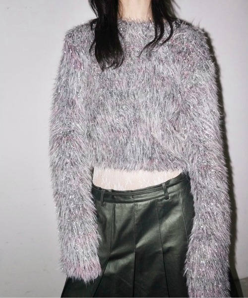 「musubore」 長袖ニット FREE シルバー レディース_画像2