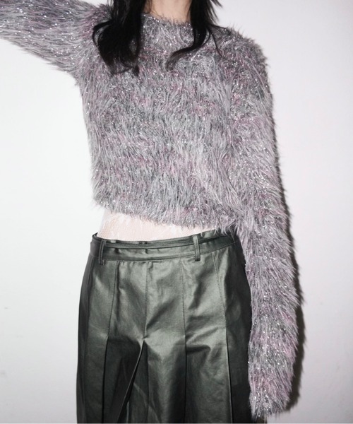 「musubore」 長袖ニット FREE シルバー レディース_画像7