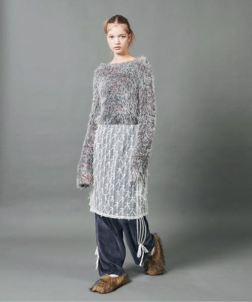 「musubore」 長袖ニット FREE シルバー レディース_画像8