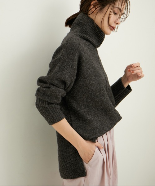 「LE CERCLE par rope'」 タートルネックニット L チャコールグレー レディース_画像2