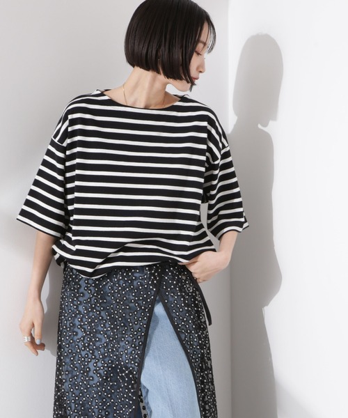 tシャツ パネルボーダーワイドトップス レディース | NANO universe | 02