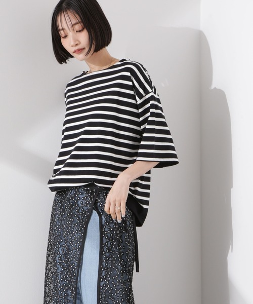 tシャツ パネルボーダーワイドトップス レディース | NANO universe | 12