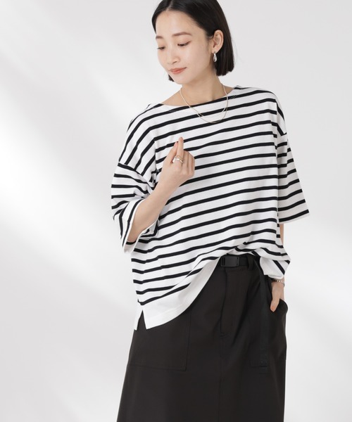 tシャツ パネルボーダーワイドトップス レディース | NANO universe | 19