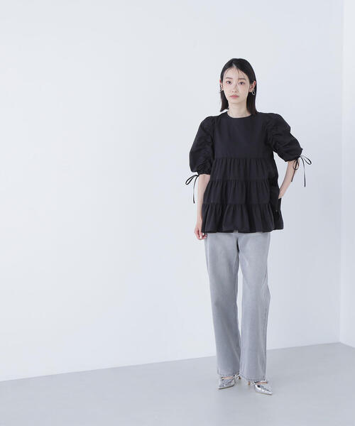 美品　かぐれ　ギャザースリーブチュニック　ブラック　定価18,700円 かぐれ＊ギャザースリーブチュニック - メルカリ