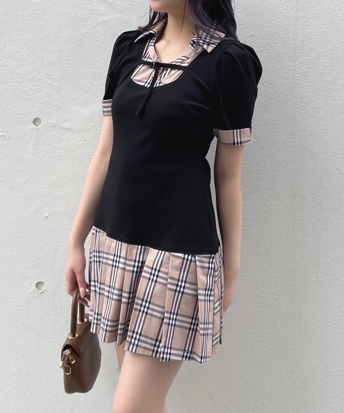 ドッキングカットワンピース　チェック　one way ドッキングカットワンピース – PARK by one way（パークバイ