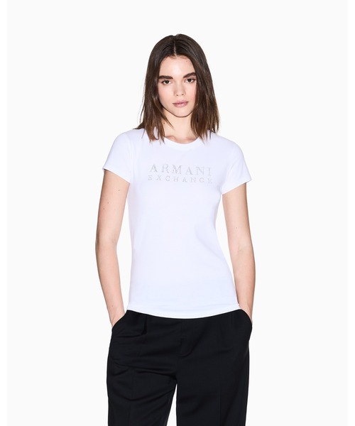 tシャツ 「A|X アルマーニ エクスチェンジ」ストーンロゴ 半袖クルーネックTシャツ/SLIM（ZOZO限定カラー含） レディース