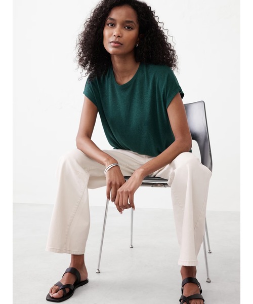 「BANANA REPUBLIC FACTORY STORE」 半袖カットソー M ネイビー レディース