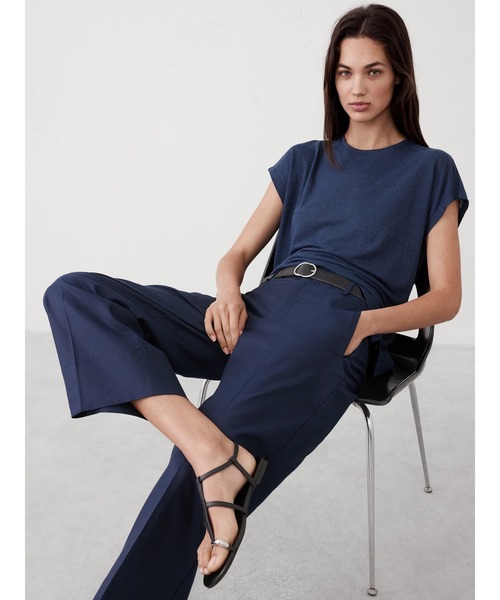 「BANANA REPUBLIC FACTORY STORE」 半袖カットソー M ネイビー レディース