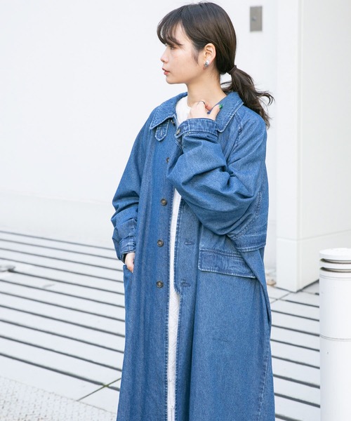 KBF（ケービーエフ） ステンカラーコート ONE ネイビー レディース