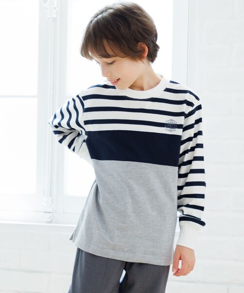 新品【J.PRESS ジェイプレス】ボーダー 長袖カットソー XL J.PRESS（J.プレス） tシャツ 「140-170cm」ボーダーミックス