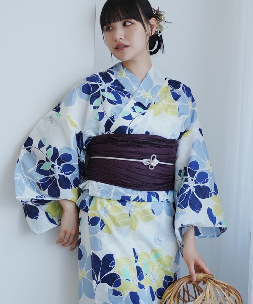 浴衣 帯 2点セット utatane 楽天市場】【49％OFF】【浴衣+作り帯2点セット 白黒の重なる小花