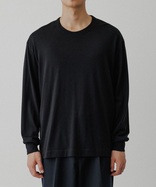ADAM ET ROPE' 2025SS クールタッチロングスリーブ 黒 F ADAM ET ROPE'（アダムエロペ） tシャツ 「NIKKE」ウール天竺 ロング