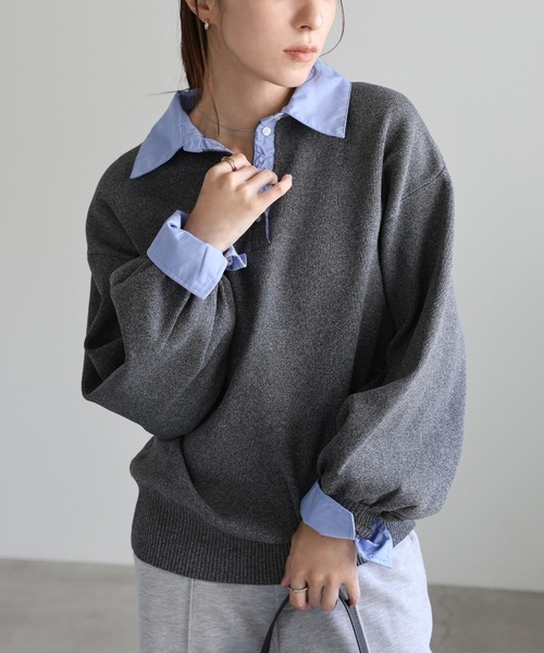 select MOCA（セレクトモカ） ニット セーター シャツカラードッキング