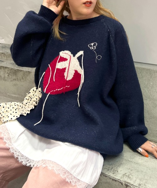 WONDERFUL WORLD いちごモチーフのニットセーター いちご柄ニットセーター | Boutique888