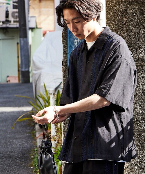 「FREAK'S STORE」 半袖シャツ LARGE ブラック メンズ_画像3