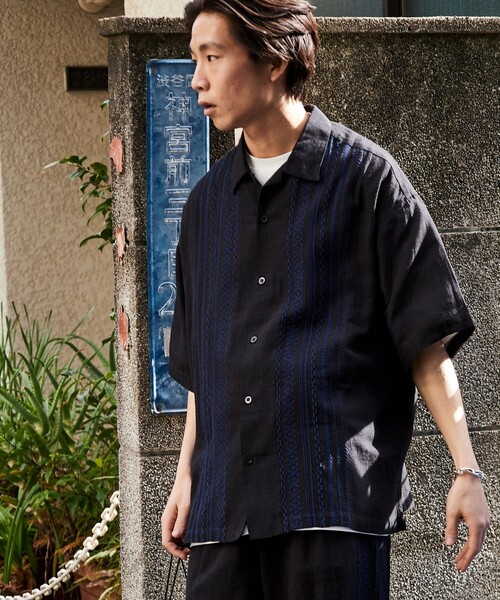 「FREAK'S STORE」 半袖シャツ LARGE ブラック メンズ_画像5