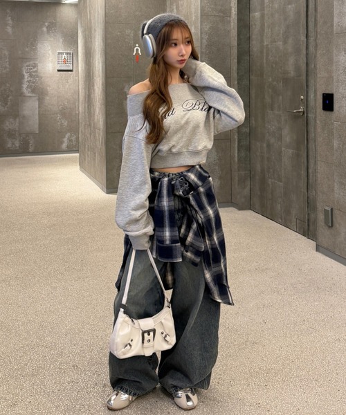 Ray Cassin（レイカズン） ブラウス シャツ 袖スリットフードチェック