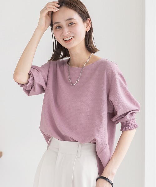 「ad thie」 7分袖ブラウス LARGE スモークピンク レディース_画像2