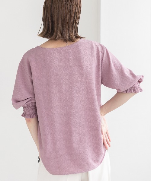 「ad thie」 7分袖ブラウス LARGE スモークピンク レディース_画像3
