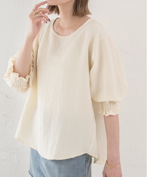 「ad thie」 7分袖ブラウス LARGE スモークピンク レディース_画像8