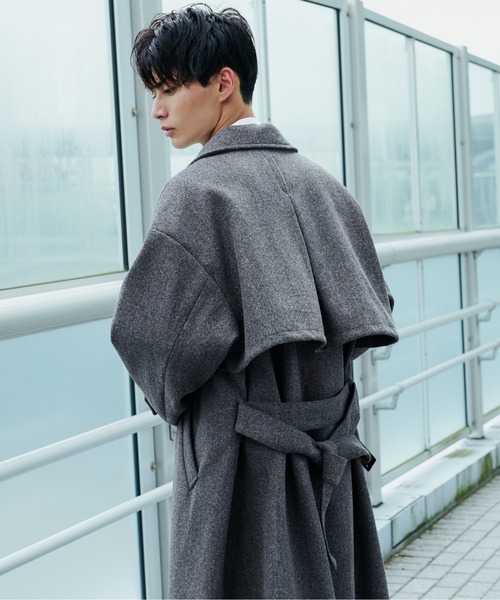 「Ellno Loset」 チェスターコート LARGE 杢グレー メンズ_画像9