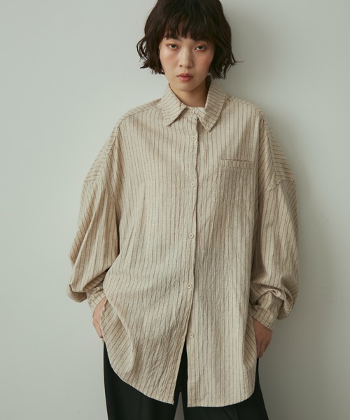 シャツ/ブラウス(長袖/七分) TODAYFUL stripe over shirt cream TODAYFUL（トゥデイフル）の「ストライプオーバーシャツ（シャツ