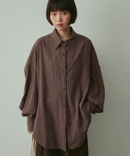 シャツ/ブラウス(長袖/七分) TODAYFUL stripe over shirt cream TODAYFUL（トゥデイフル）の「ストライプオーバーシャツ（シャツ