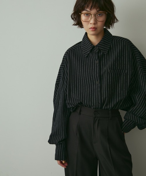 full/fill. ブラウス シャツ natural stripe over shirt / ナチュラル