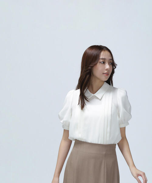 「NATURAL BEAUTY BASIC」 半袖ブラウス MEDIUM ネイビー レディース_画像6