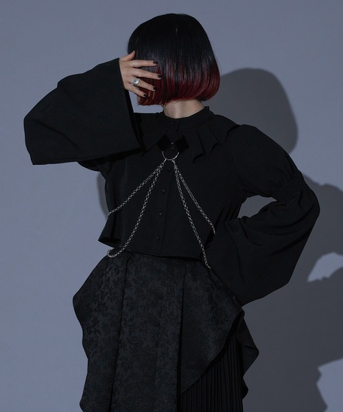 2021 21ss チュールハーネス チェーン 黒 Ezick（エジック）の「tull velours ribbon ベロアリボンチュール